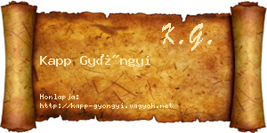 Kapp Gyöngyi névjegykártya